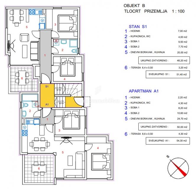 Wohnung A1 mit Garten, Neubau, zweite Reihe zum Meer