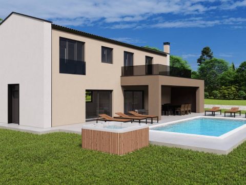 Poreč, surroundings, modern villa with swimming pool in nature