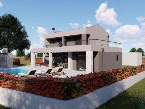 Sv. Lovreč – moderna montažna vila 190 m² s pogledom na more