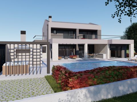 Sv. Lovreč – moderna montažna vila 190 m² s pogledom na more
