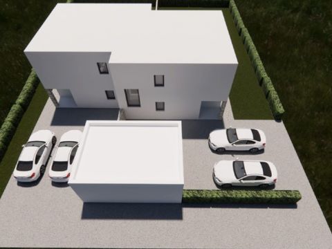 Labin, ein im Bau befindliches Apartmenthaus im Stadtzentrum