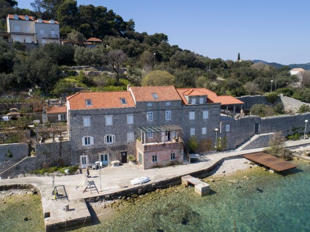 Sale of a traditional stone house on the island of Koločep, first row by the sea, Dubrovnik area