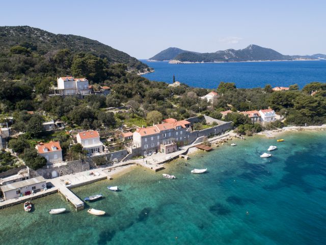 Sale of a traditional stone house on the island of Koločep, first row by the sea, Dubrovnik area