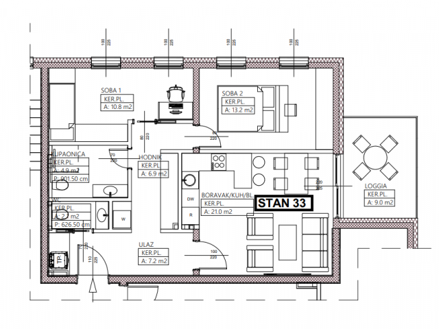 Flat Centar, Zaprešić, 72,85m2