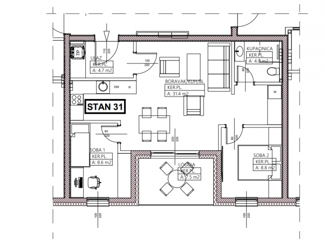 Flat Centar, Zaprešić, 63,13m2