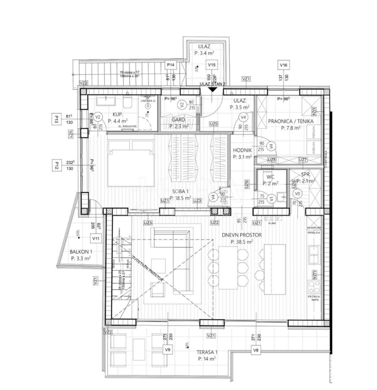 Trsat dvoetažni stan u novogradnji